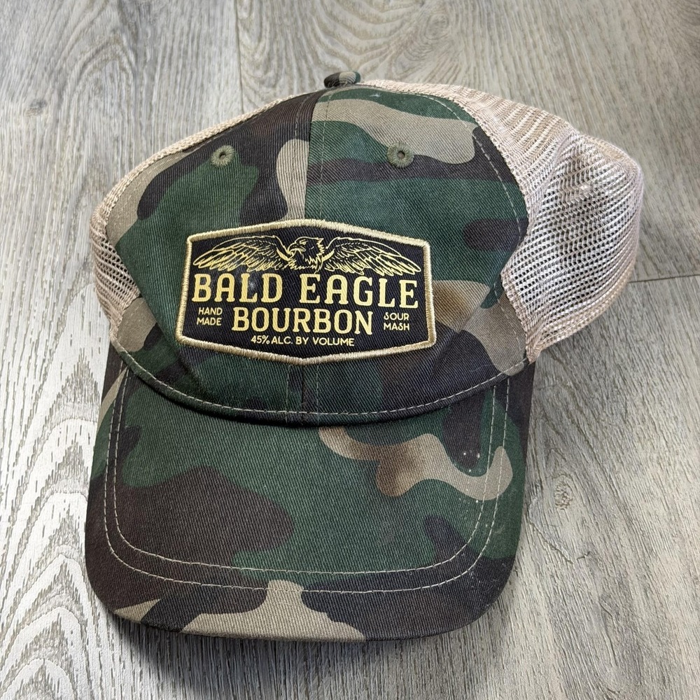 Bald‎ Eagle Bourbon Hat Cap Snap Back Camo Mesh Unisex One Size Beach Summer